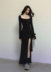 Elegant Knit Layered Look Dress